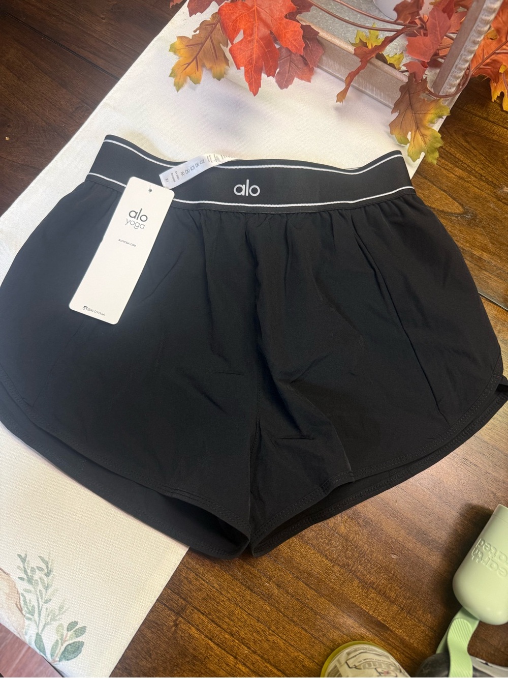 ALO Yoga Black Athletic Shorts with Branded Waistband